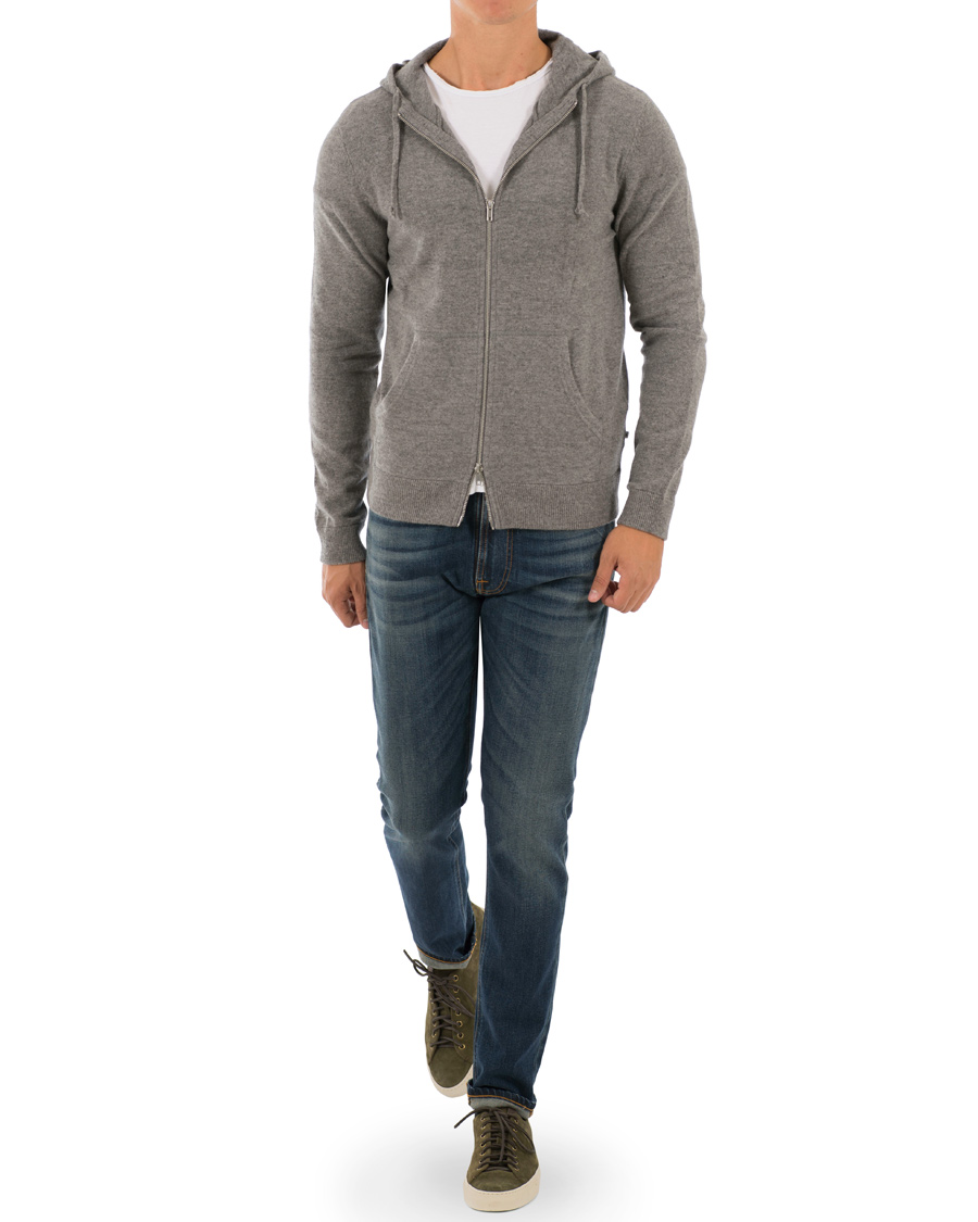 Herr | Tröjor | NN07 | Wool Full Zip Hoodie Light Grey
