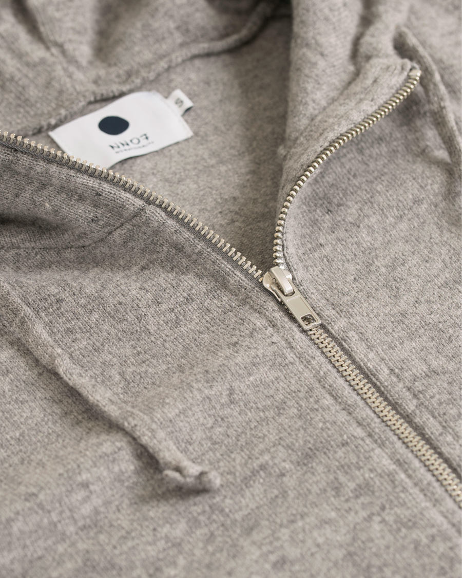Herr | Tröjor | NN07 | Wool Full Zip Hoodie Light Grey