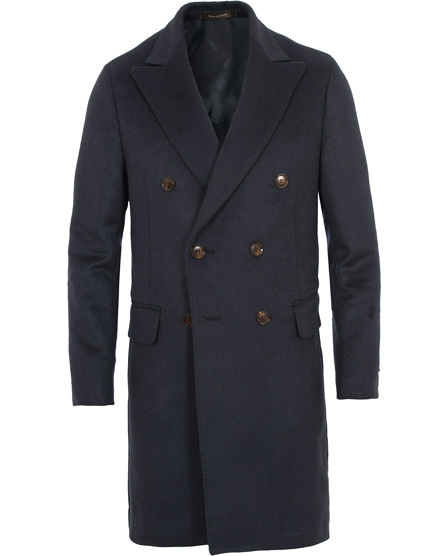 Herr | Jackor | Oscar Jacobson | Saul Delux Double Breasted Camelhair Coat Navy
