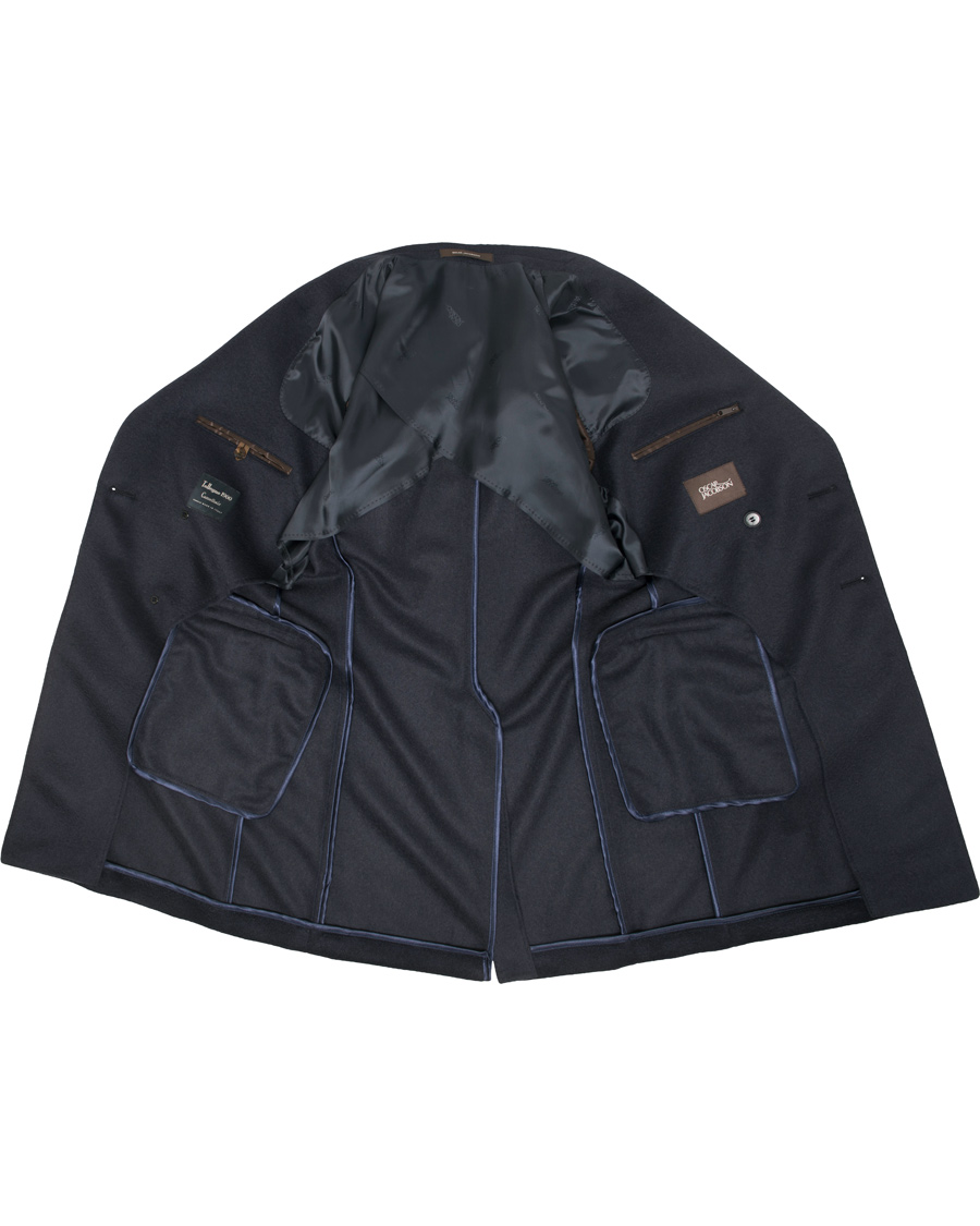 Herr | Jackor | Oscar Jacobson | Saul Delux Double Breasted Camelhair Coat Navy