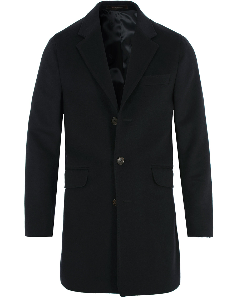 Herr | Jackor | Oscar Jacobson | Saks Wool Coat Navy
