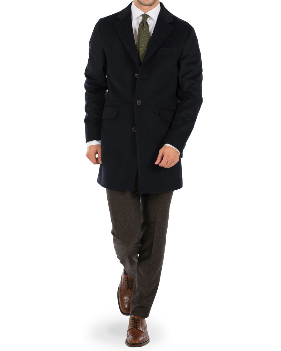 Herr | Jackor | Oscar Jacobson | Saks Wool Coat Navy