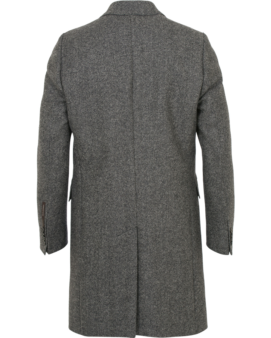 Herr | Jackor | Oscar Jacobson | Savile Row Herringbone Wool Coat Grey