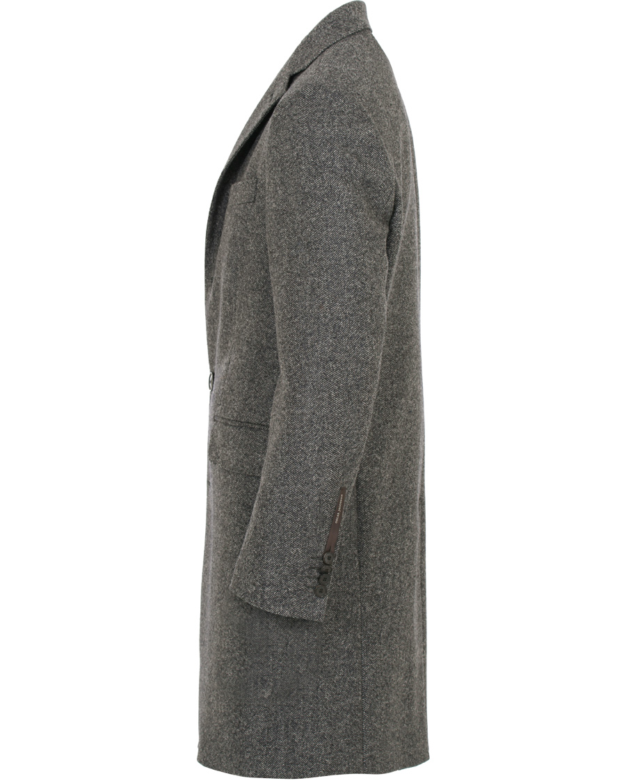 Herr | Jackor | Oscar Jacobson | Savile Row Herringbone Wool Coat Grey