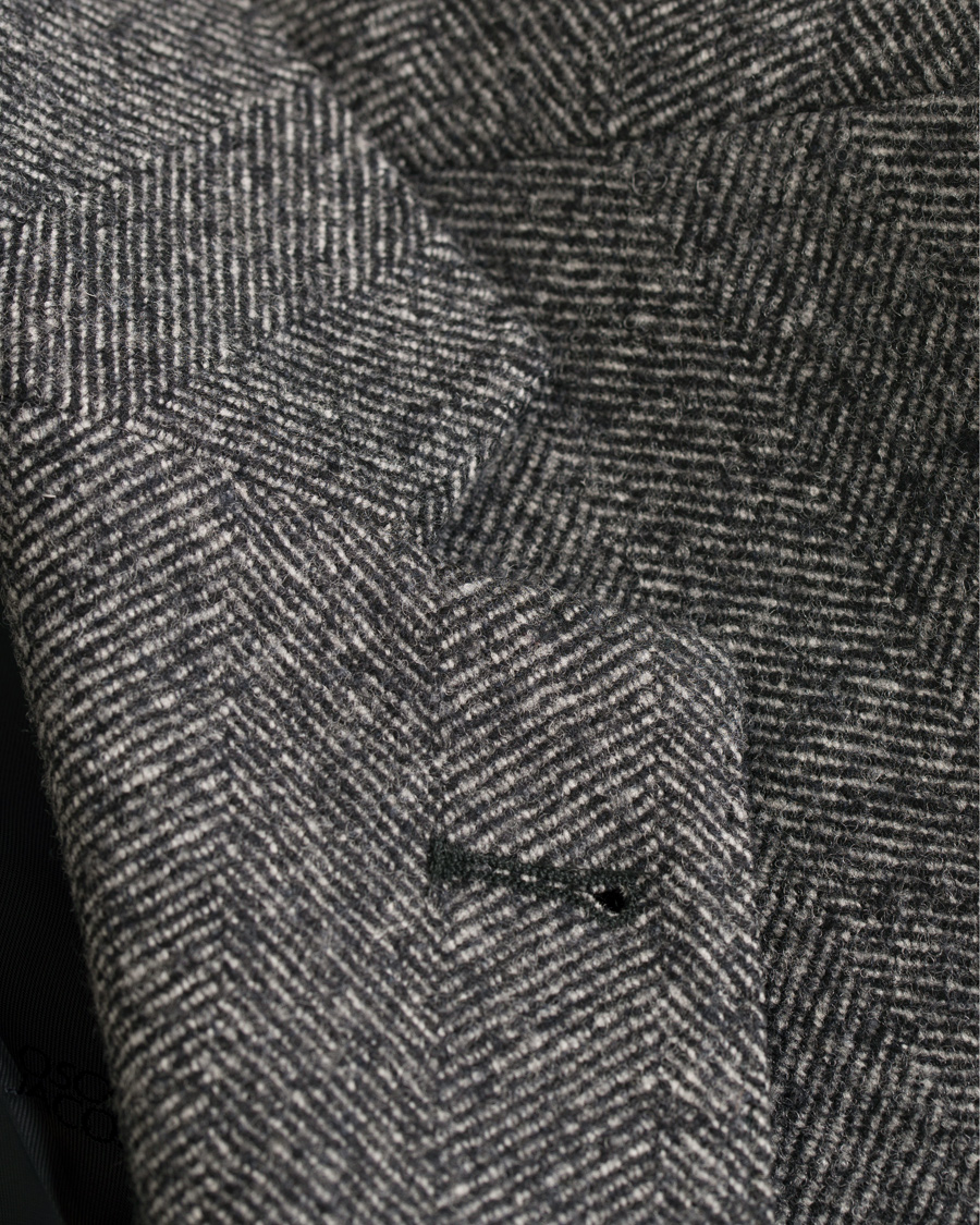 Herr | Jackor | Oscar Jacobson | Savile Row Herringbone Wool Coat Grey