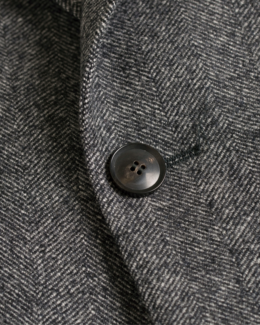 Herr | Jackor | Oscar Jacobson | Savile Row Herringbone Wool Coat Grey