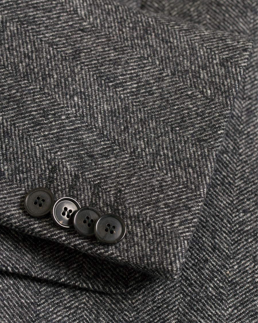 Herr | Jackor | Oscar Jacobson | Savile Row Herringbone Wool Coat Grey
