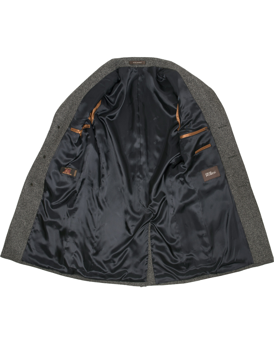 Herr | Jackor | Oscar Jacobson | Savile Row Herringbone Wool Coat Grey