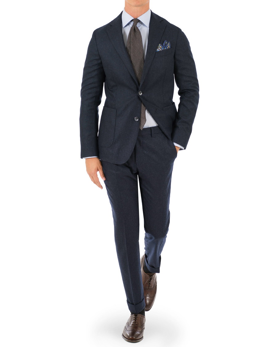 Herr | Kavajer | Oscar Jacobson | Einar Flannel Blazer Navy