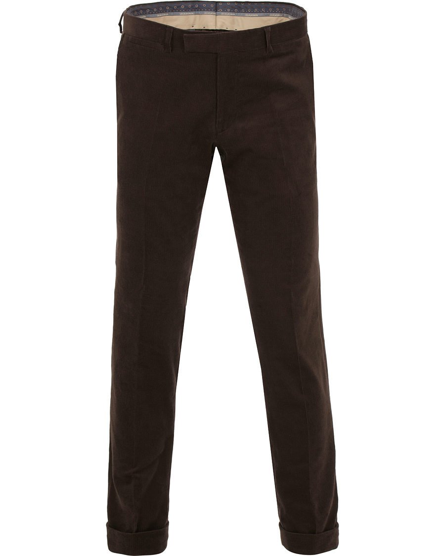 Herr | Byxor | Oscar Jacobson | Dean Turn Up Corduroy Trousers Dark Brown