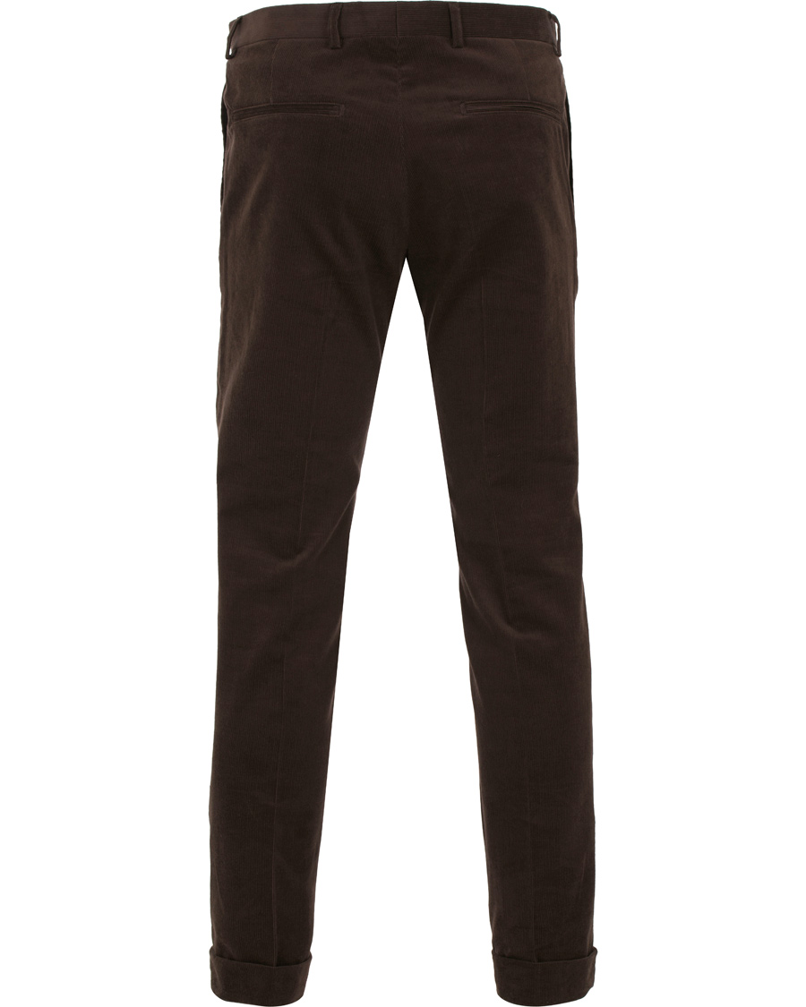 Herr | Byxor | Oscar Jacobson | Dean Turn Up Corduroy Trousers Dark Brown