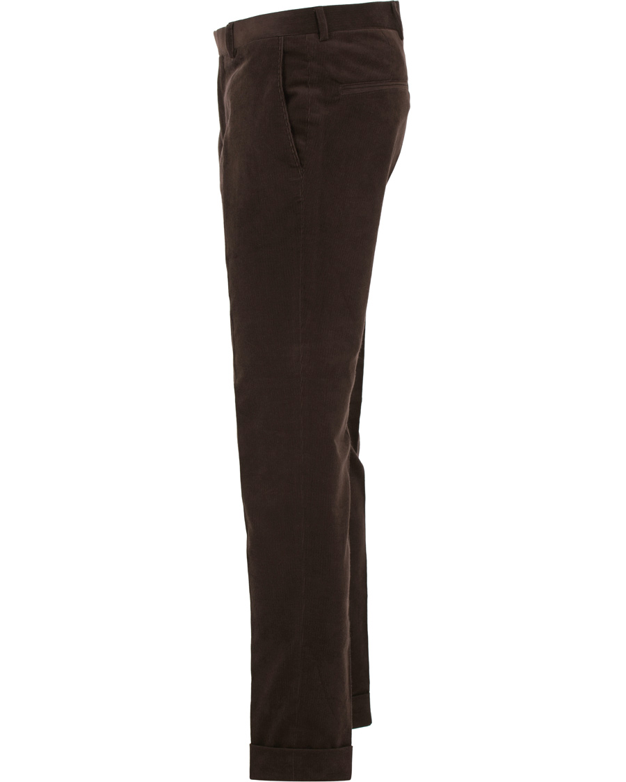 Herr | Byxor | Oscar Jacobson | Dean Turn Up Corduroy Trousers Dark Brown
