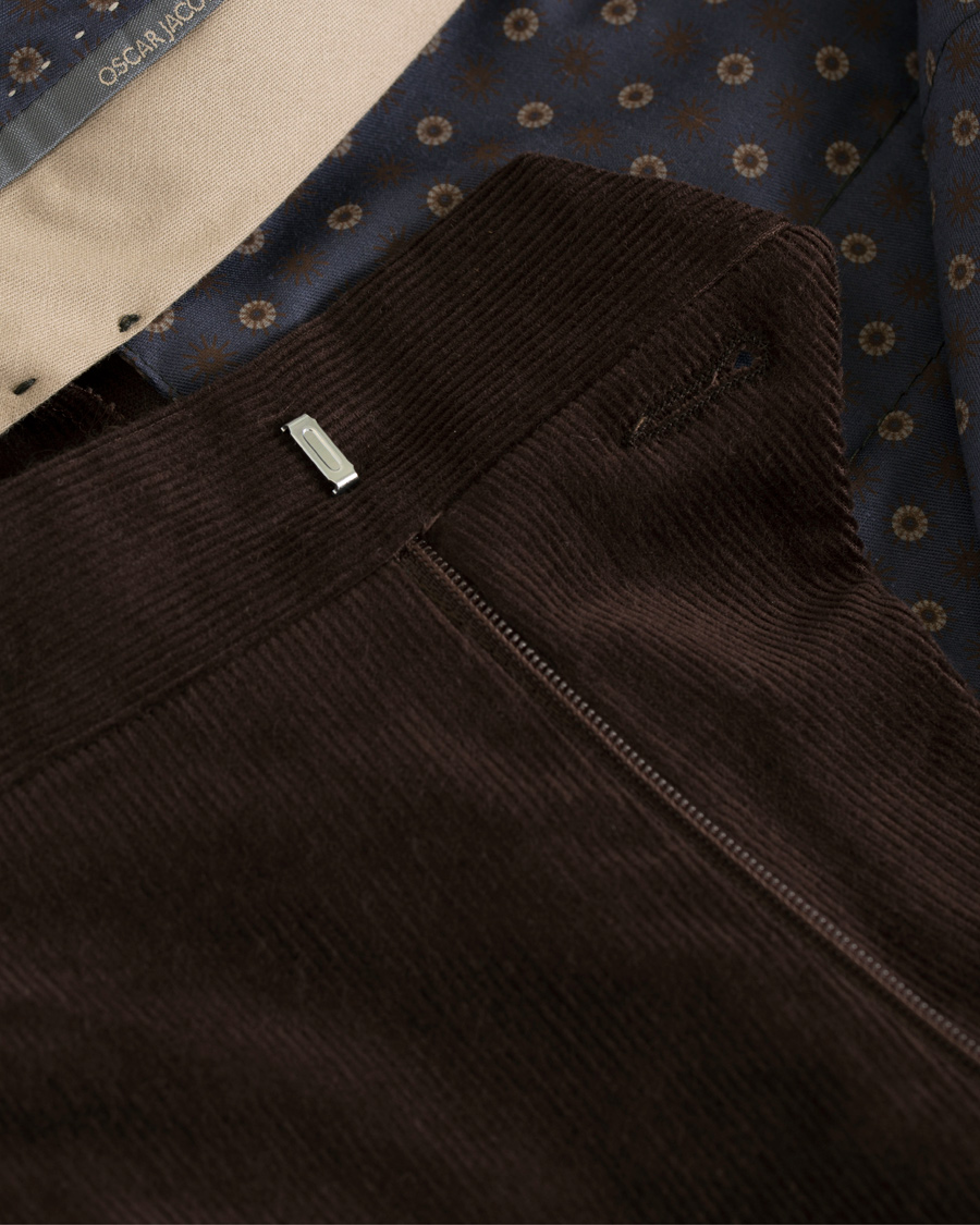 Herr | Byxor | Oscar Jacobson | Dean Turn Up Corduroy Trousers Dark Brown