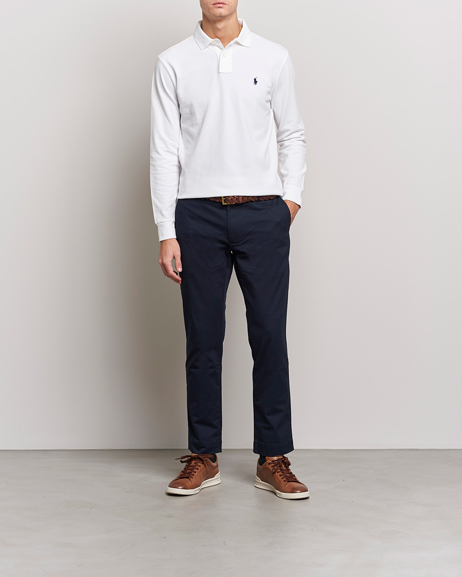 Herr | Långärmade pikéer | Polo Ralph Lauren | Custom Slim Fit Long Sleeve Polo White