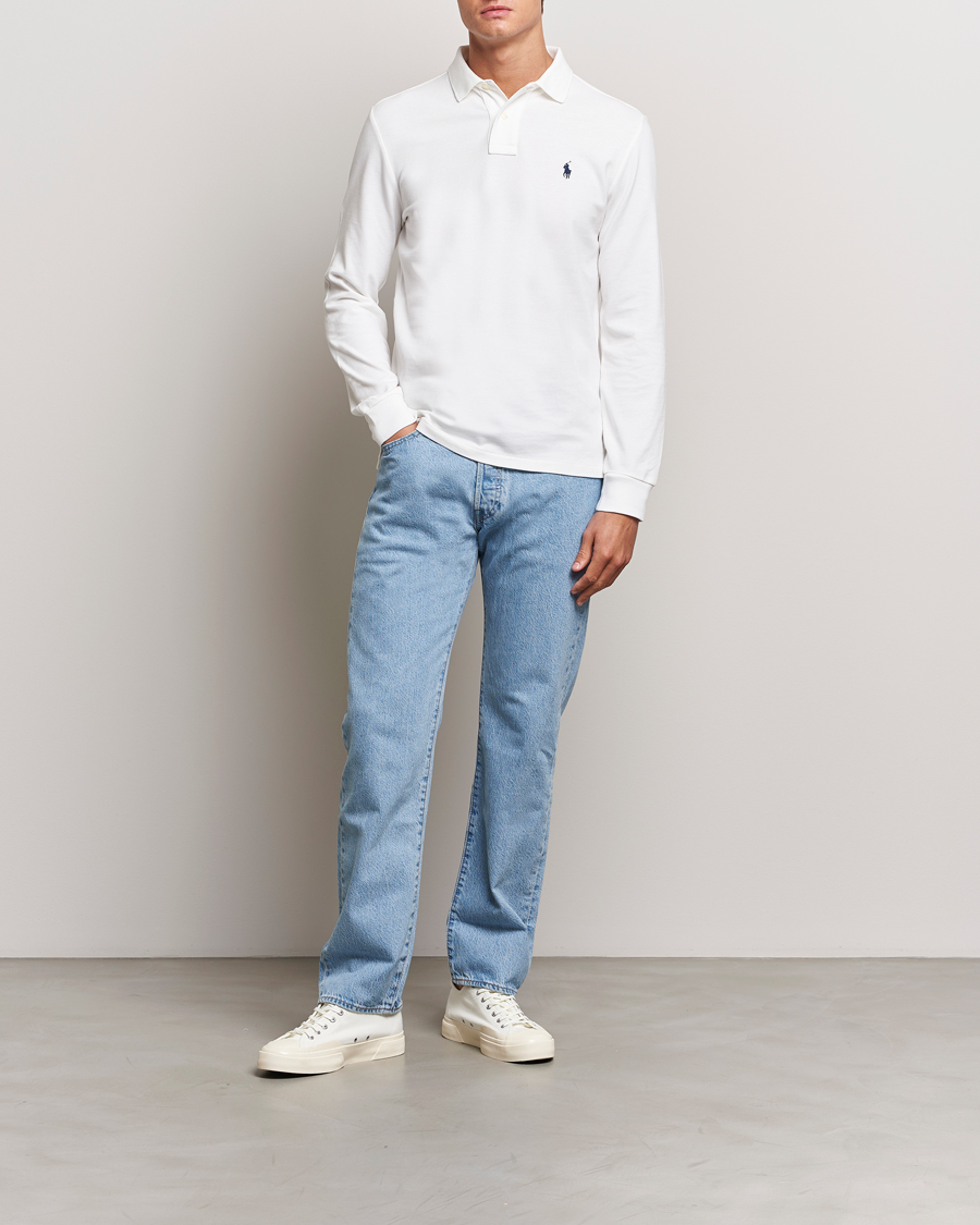 Herr | Pikéer | Polo Ralph Lauren | Custom Slim Fit Long Sleeve Polo White