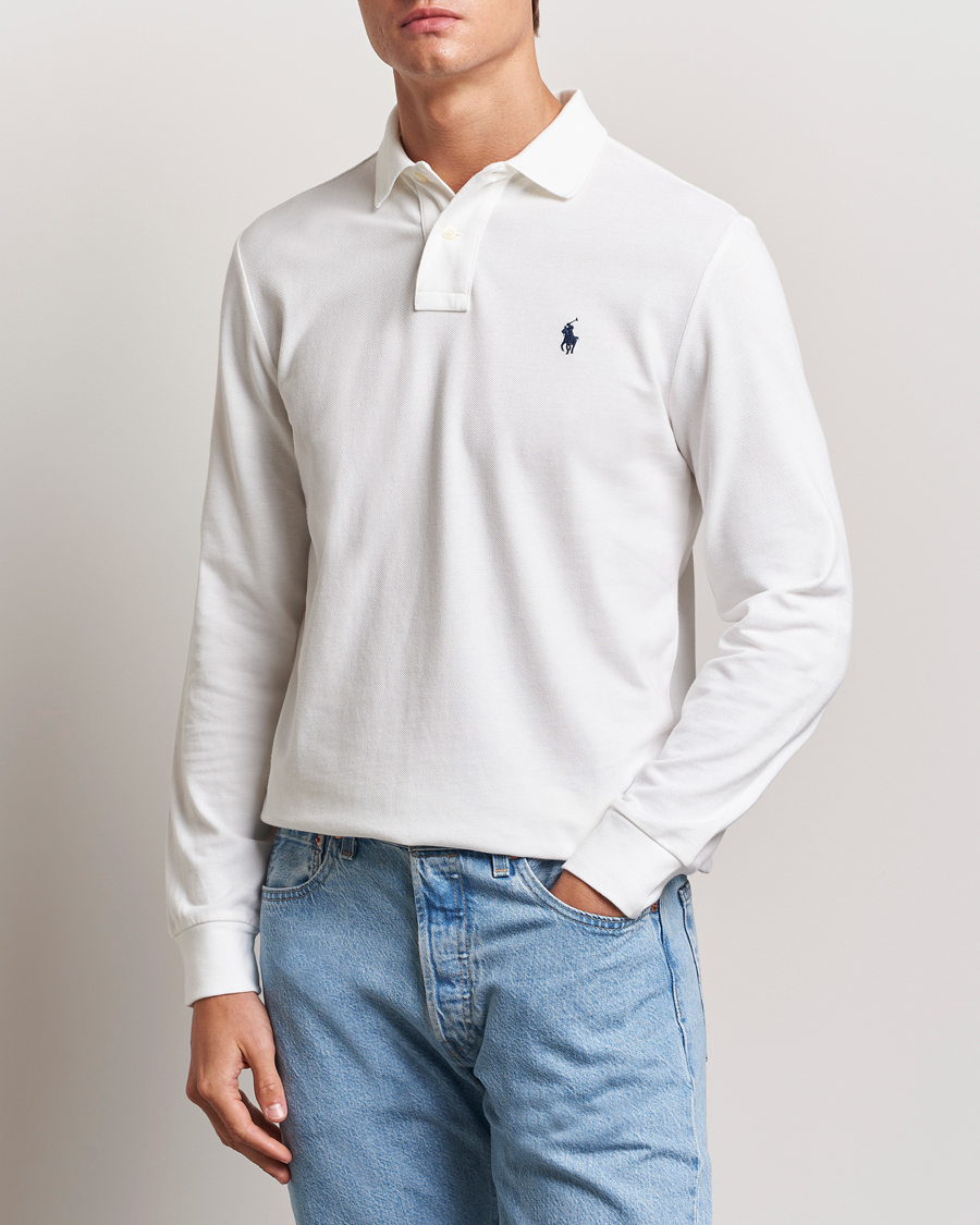 Herre | Pikéer | Polo Ralph Lauren | Custom Slim Fit Long Sleeve Polo White