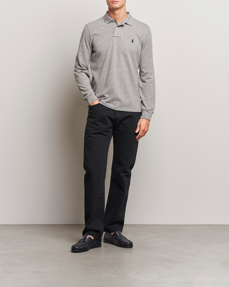 Herr | Pikéer | Polo Ralph Lauren | Custom Slim Fit Long Sleeve Polo Canterbury Heather