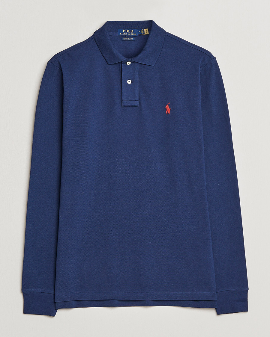 Herr | Pikéer | Polo Ralph Lauren | Custom Slim Fit Long Sleeve Polo Newport Navy