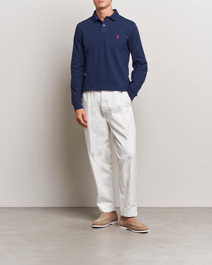 Herr | Pikéer | Polo Ralph Lauren | Custom Slim Fit Long Sleeve Polo Newport Navy