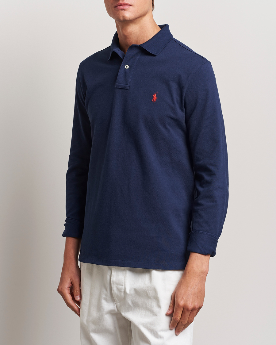Herr | Långärmade pikéer | Polo Ralph Lauren | Custom Slim Fit Long Sleeve Polo Newport Navy