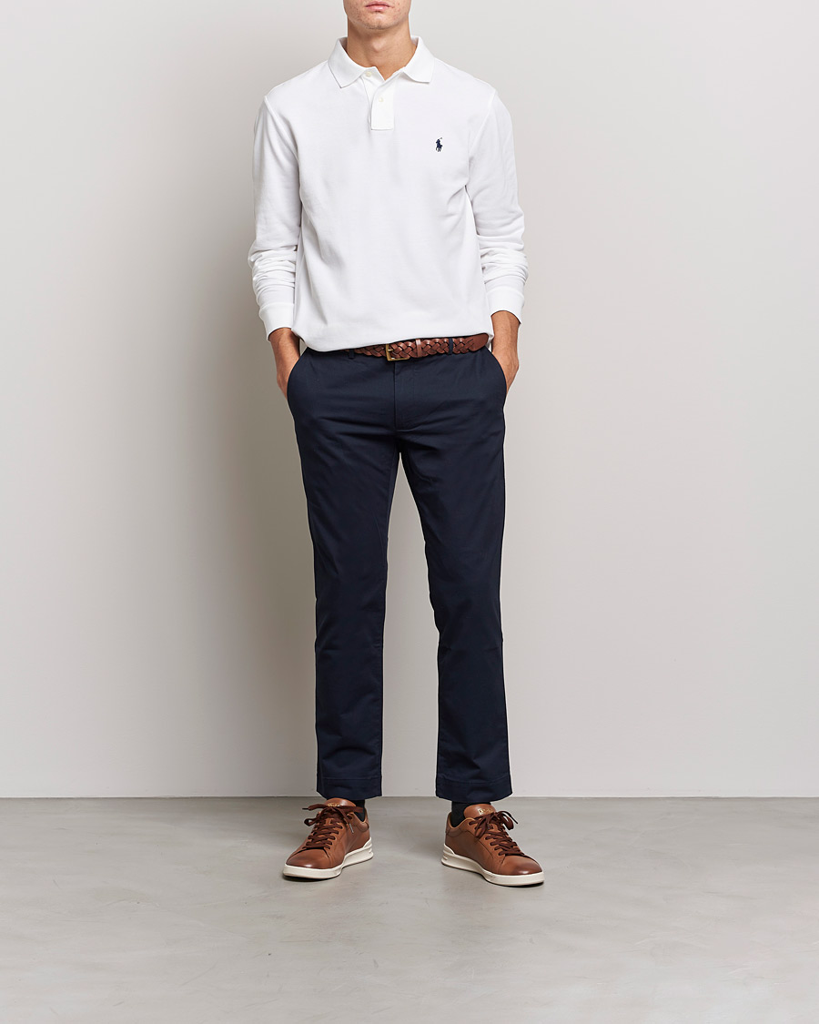 Herr | Pikéer | Polo Ralph Lauren | Slim Fit Long Sleeve Polo White