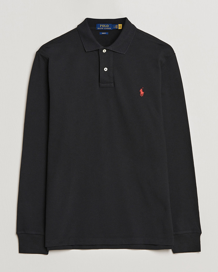 Herr | Pikéer | Polo Ralph Lauren | Slim Fit Long Sleeve Polo Polo Black