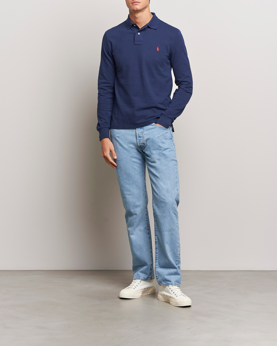 Herr | Pikéer | Polo Ralph Lauren | Slim Fit Long Sleeve Polo Newport Navy