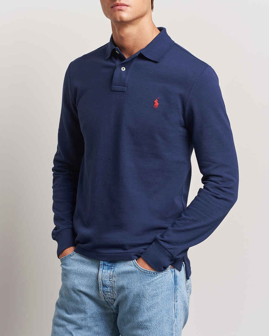 Herr | Långärmade pikéer | Polo Ralph Lauren | Slim Fit Long Sleeve Polo Newport Navy