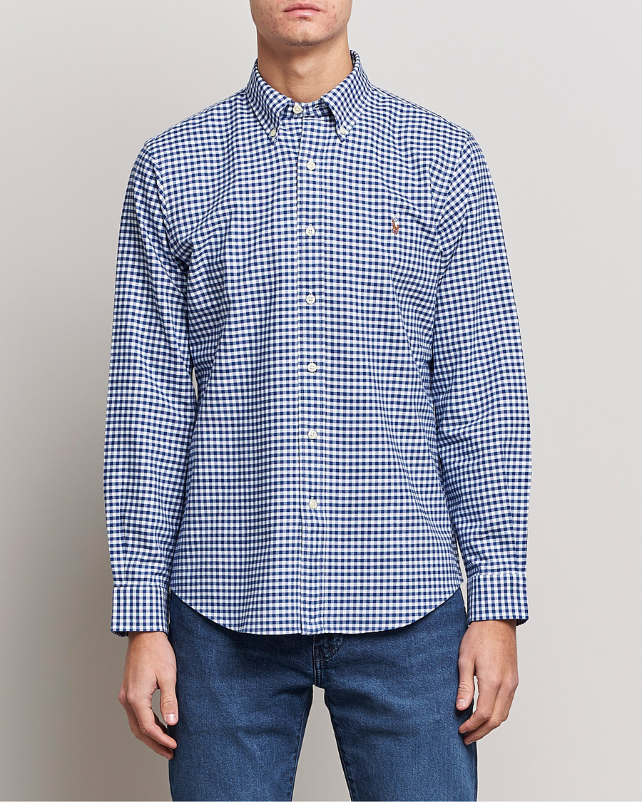 Herr | Oxfordskjortor | Polo Ralph Lauren | Custom Fit Oxford Gingham Shirt Blue/White