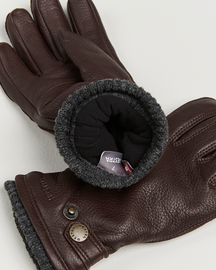 Herr | Handskar | Hestra | Utsjö Fleece Lined Buckle Elkskin Glove Espresso