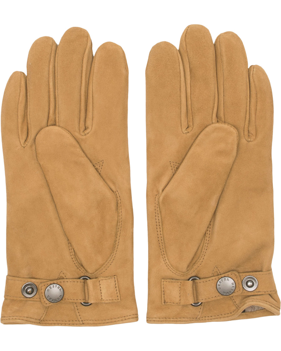 Herr | Hestra Robert Lambsuede Wool Lined Buckle Glove Camel | Hestra | Robert Lambsuede Wool Lined Buckle Glove Camel