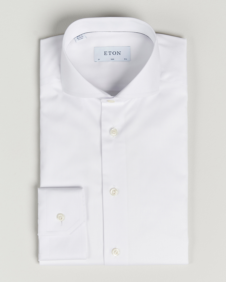 Herr | Formella | Eton | Slim Fit Twill Cut Away Shirt White