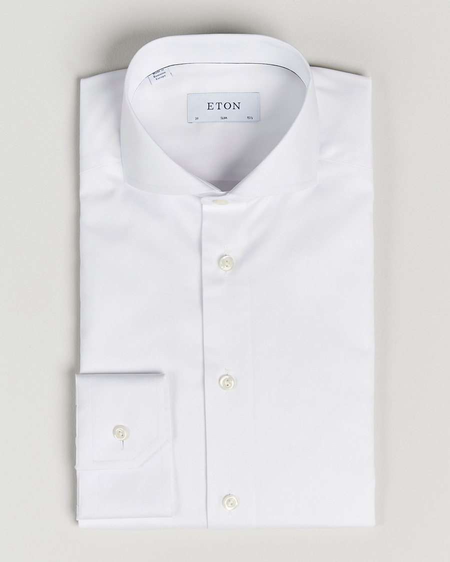 Herr | Skjortor | Eton | Slim Fit Twill Cut Away Shirt White