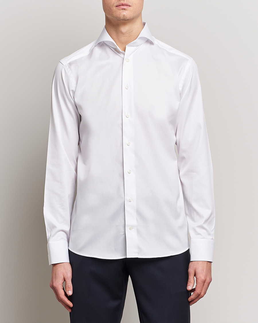 Herr | Mörk kostym | Eton | Slim Fit Twill Cut Away Shirt White