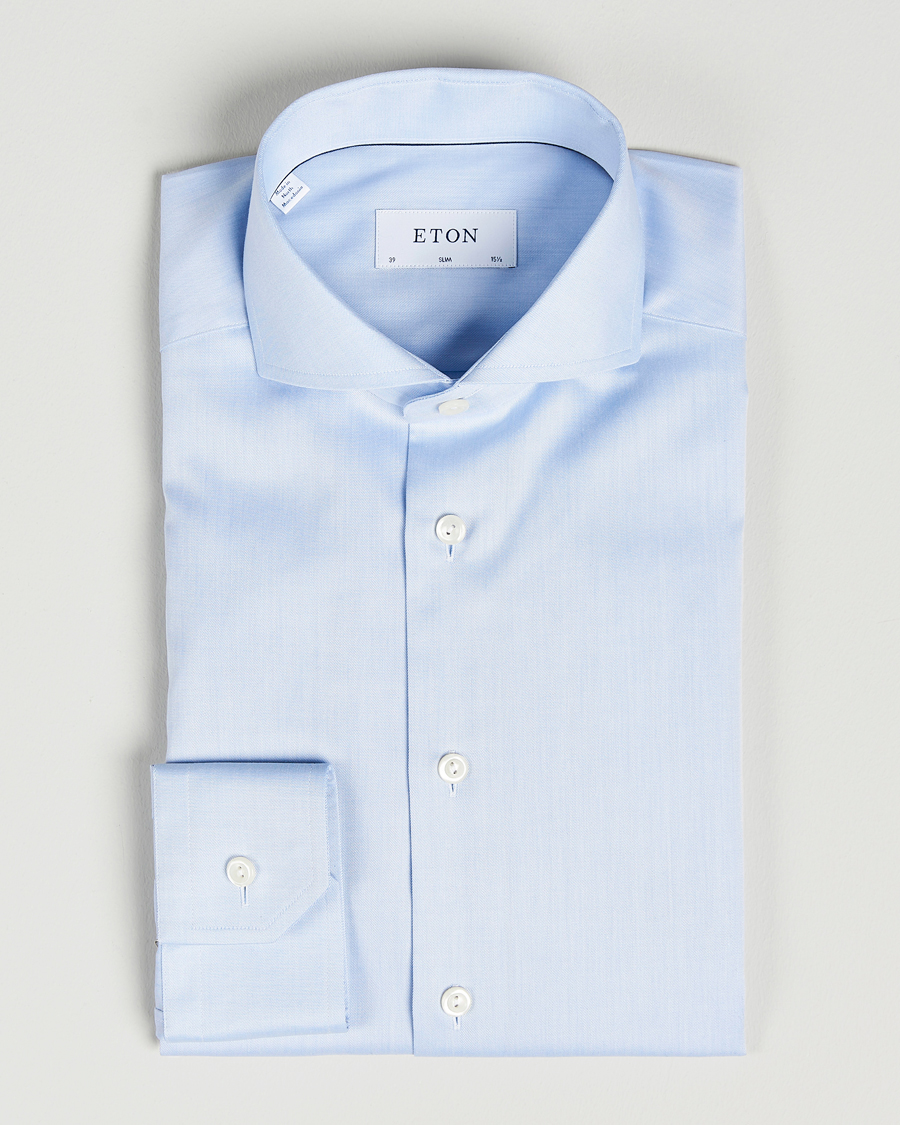 Herr | Skjortor | Eton | Slim Fit Twill Cut Away Shirt Light Blue