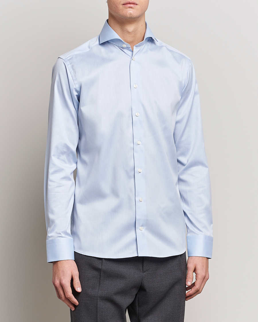 Herr | Businesskjortor | Eton | Slim Fit Twill Cut Away Shirt Light Blue