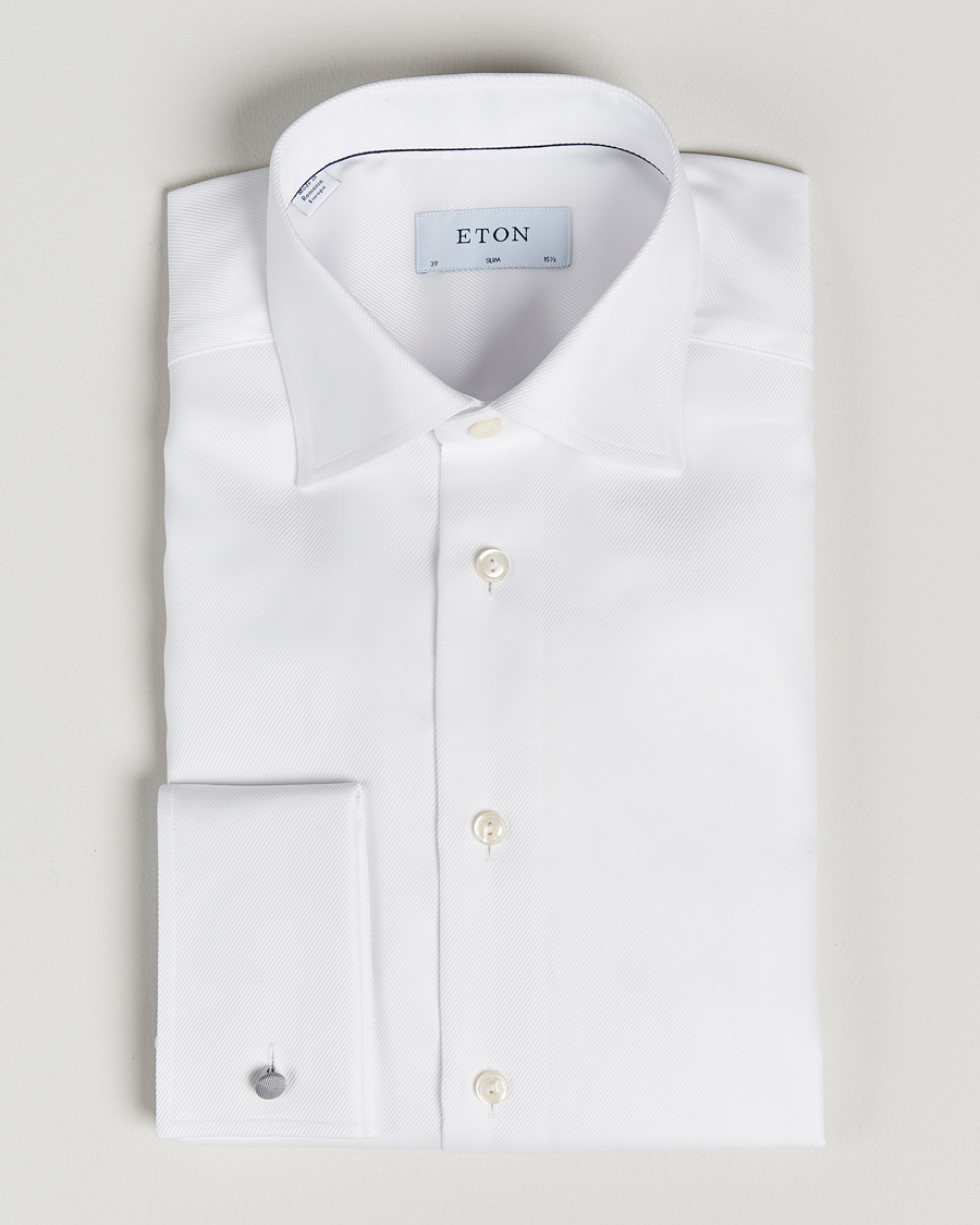 Herr | Skjortor | Eton | Slim Fit Twill Double Cuff Shirt White