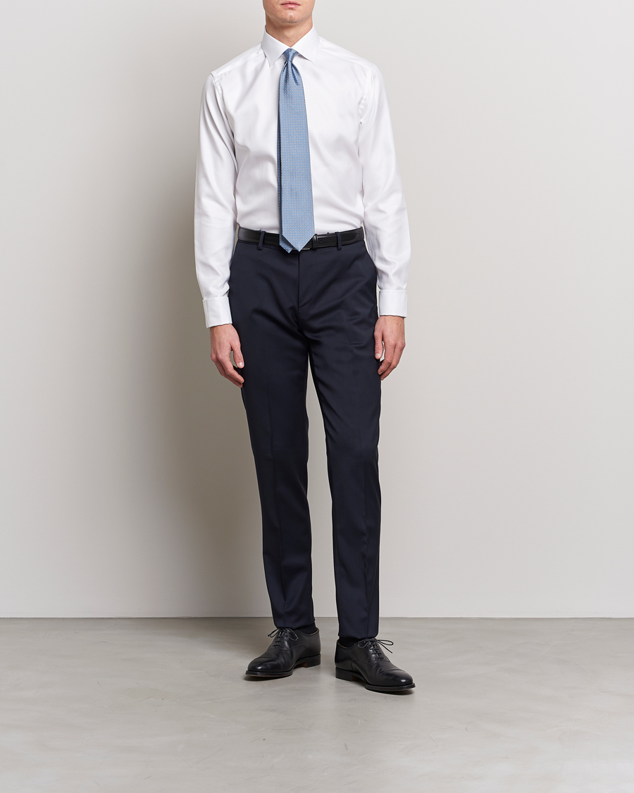 Herr | Mörk kostym | Eton | Slim Fit Twill Double Cuff Shirt White