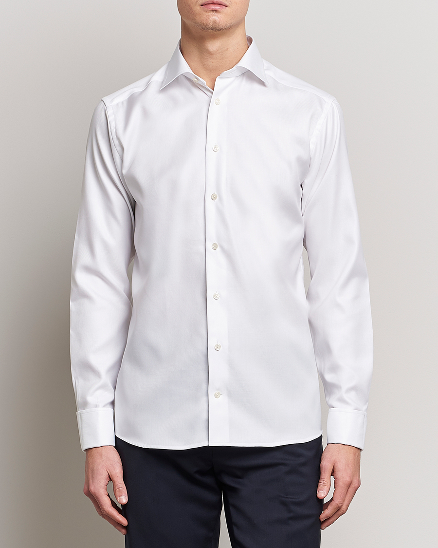 Herr | Businesskjortor | Eton | Slim Fit Twill Double Cuff Shirt White