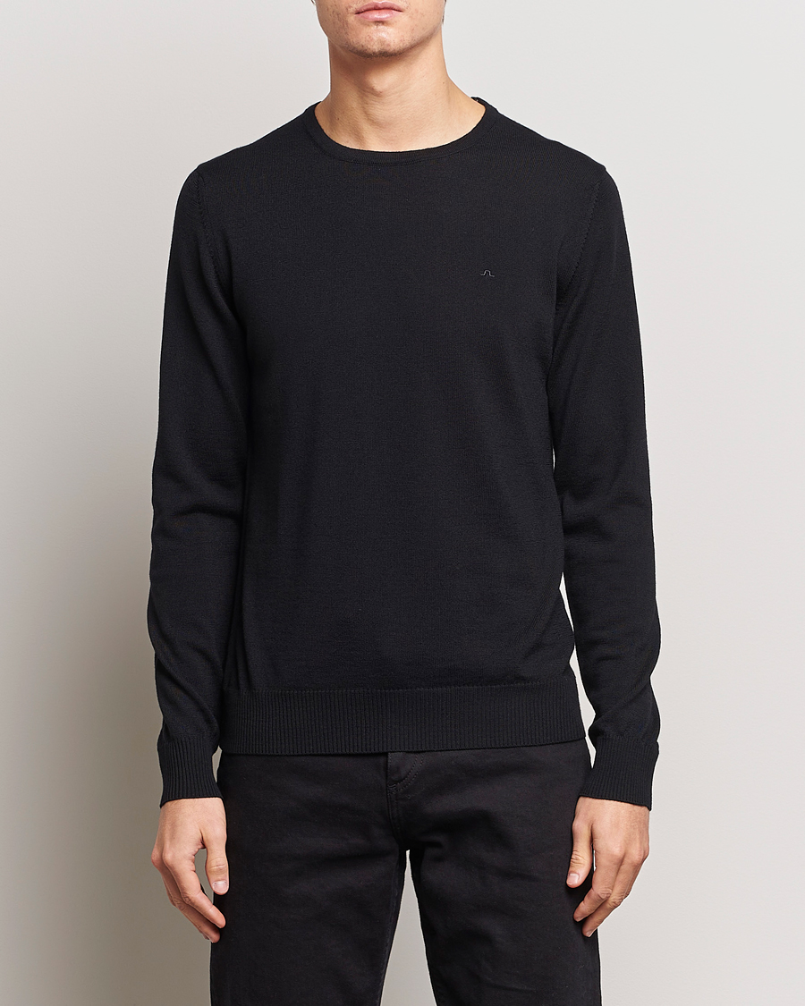 Herr | Tröjor | J.Lindeberg | Lyle True Merino Crew Neck Pullover Black