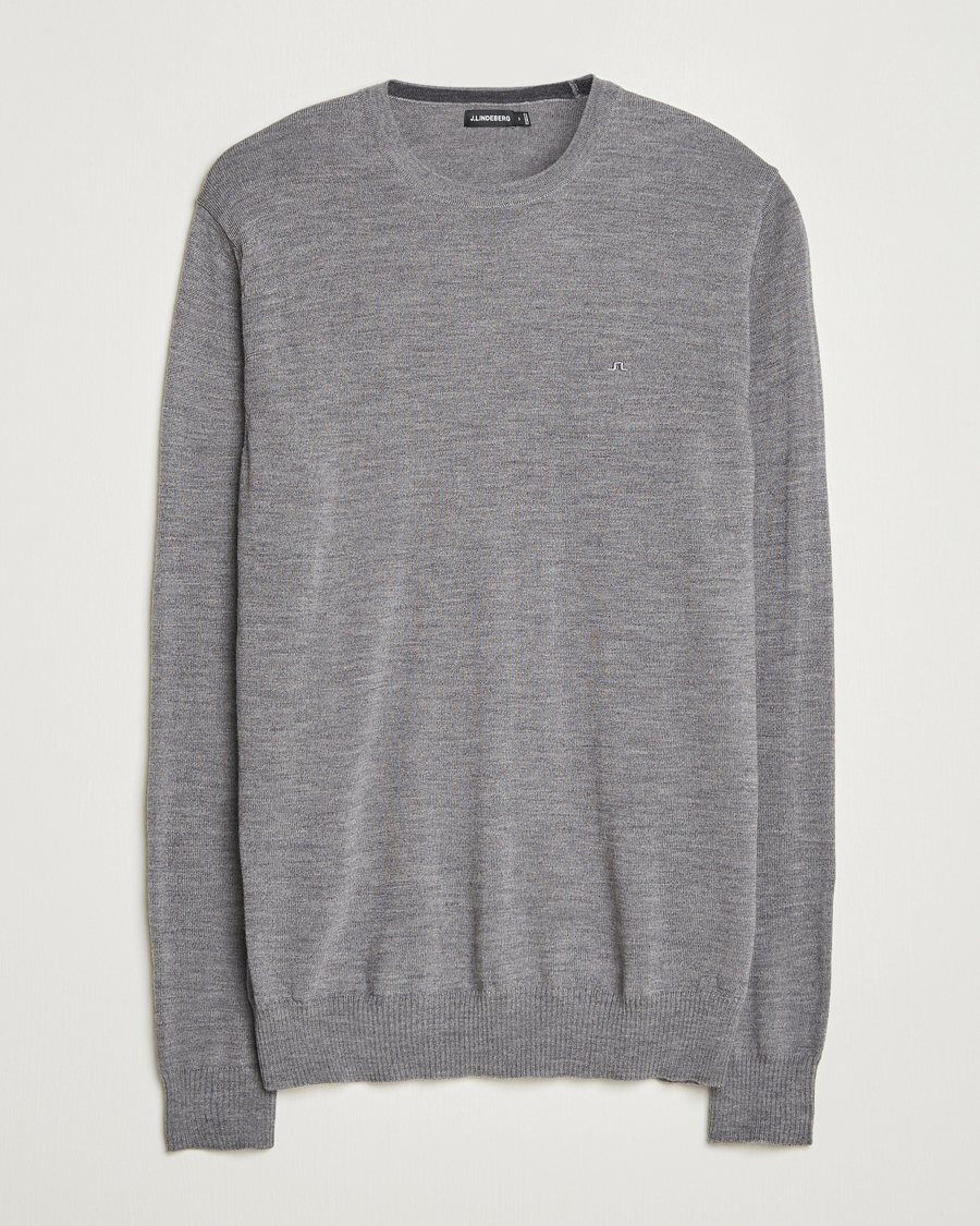 Herr | Tröjor | J.Lindeberg | Lyle True Merino Crew Neck Pullover Grey