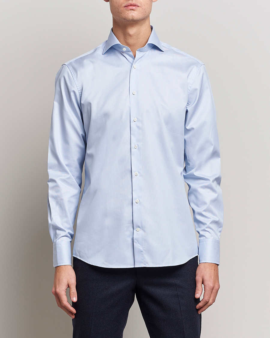 Herr | Business & Beyond | Stenströms | Fitted Body Thin Stripe Shirt White/Blue