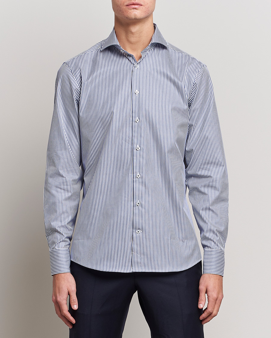Herr | Formella | Stenströms | Fitted Body Stripe Shirt White/Blue