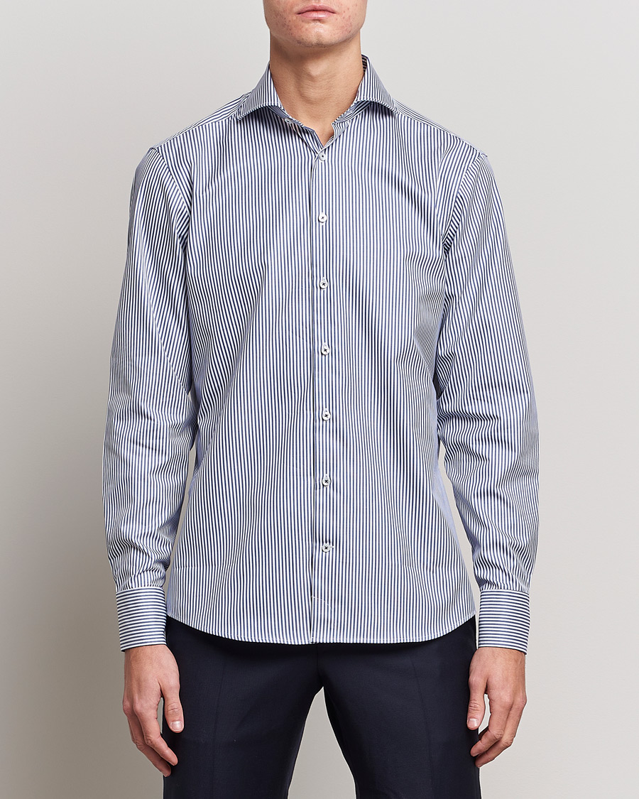Herr | Skjortor | Stenströms | Fitted Body Stripe Shirt White/Blue