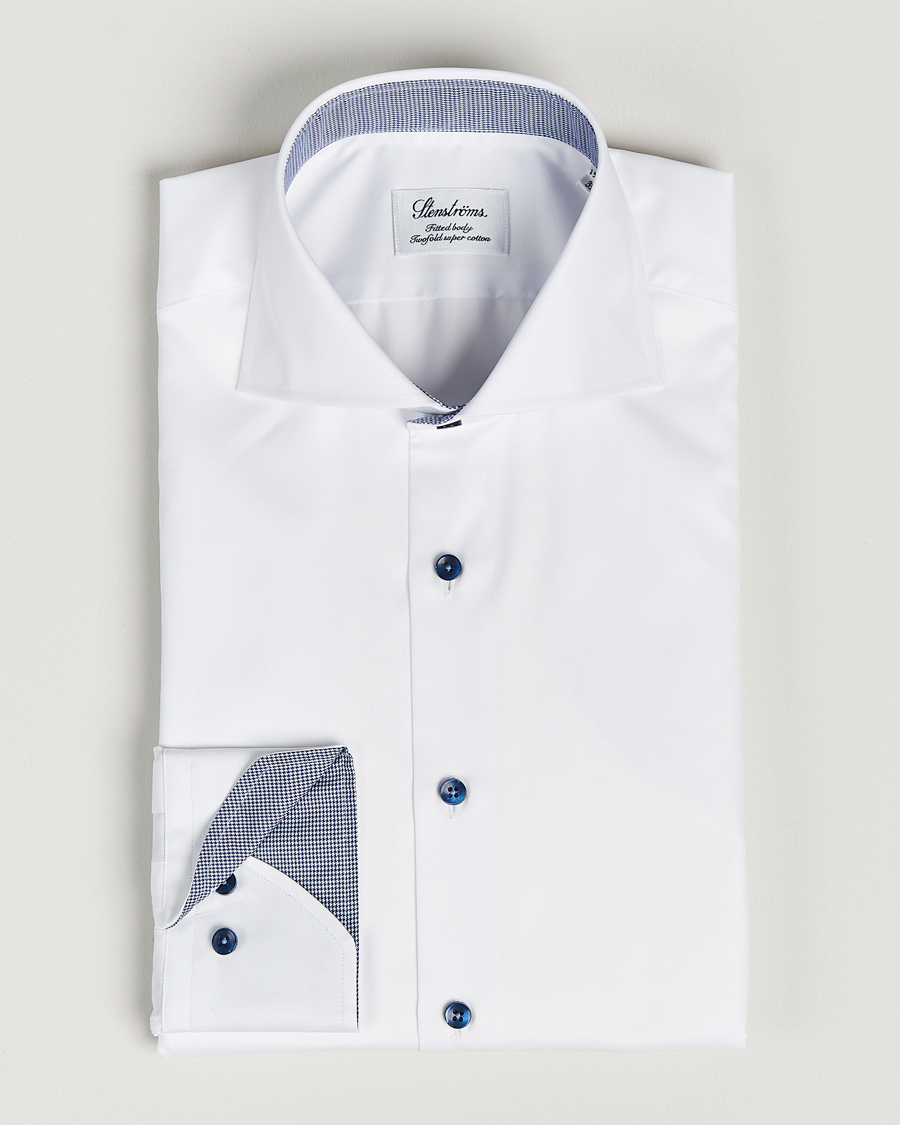 Herr | | Stenströms | Fitted Body Contrast Shirt White