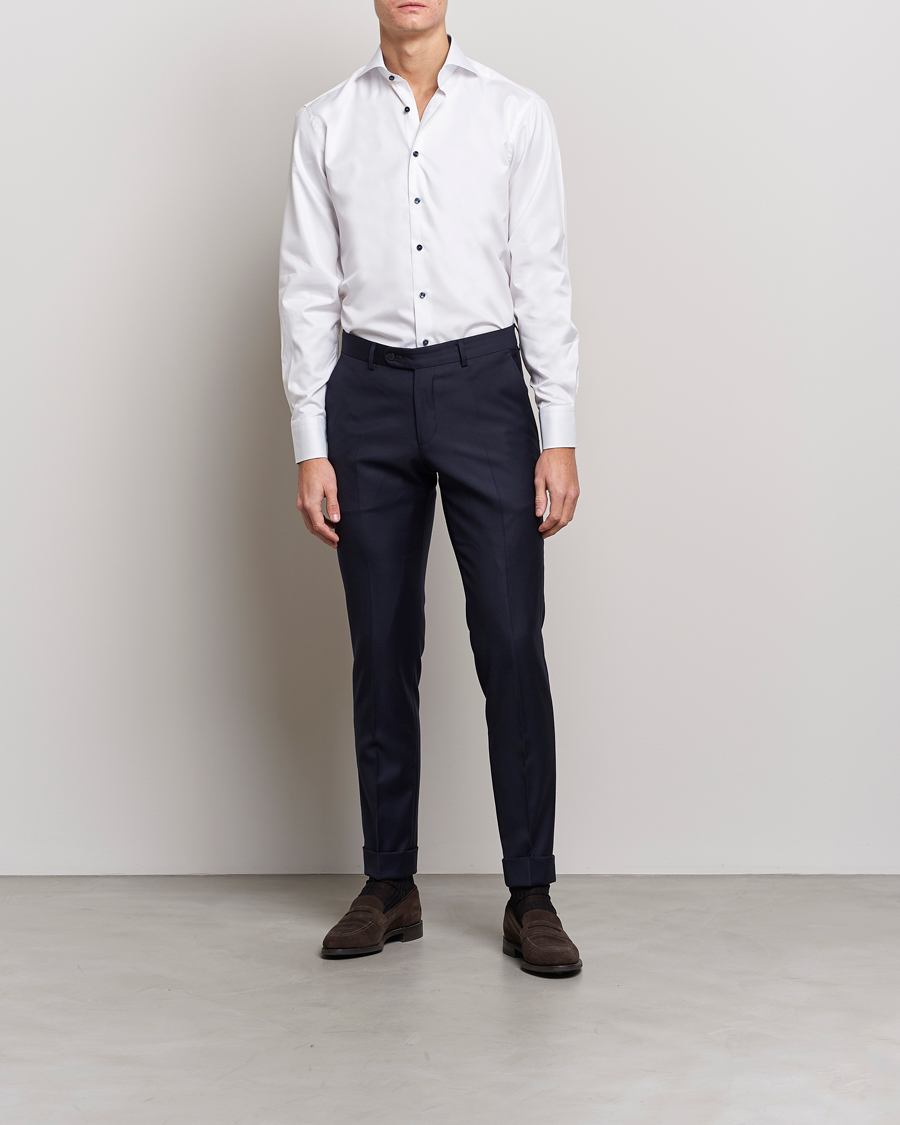 Herr | Business & Beyond | Stenströms | Fitted Body Contrast Shirt White