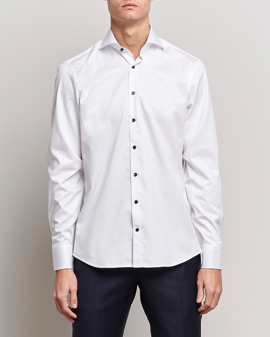 Herr | Mörk kostym | Stenströms | Fitted Body Contrast Shirt White