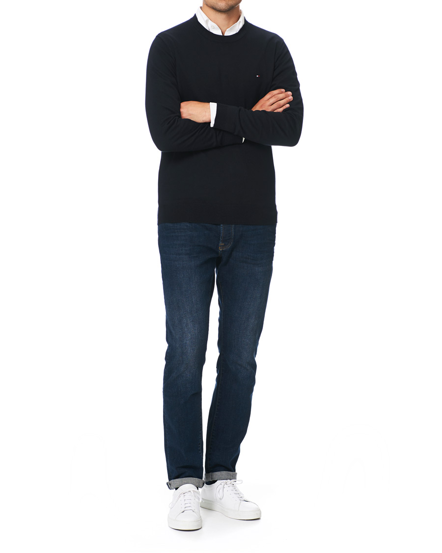 Herr | Tröjor | Tommy Hilfiger | Cotton/Silk Crew Neck Pullover Sky Captain