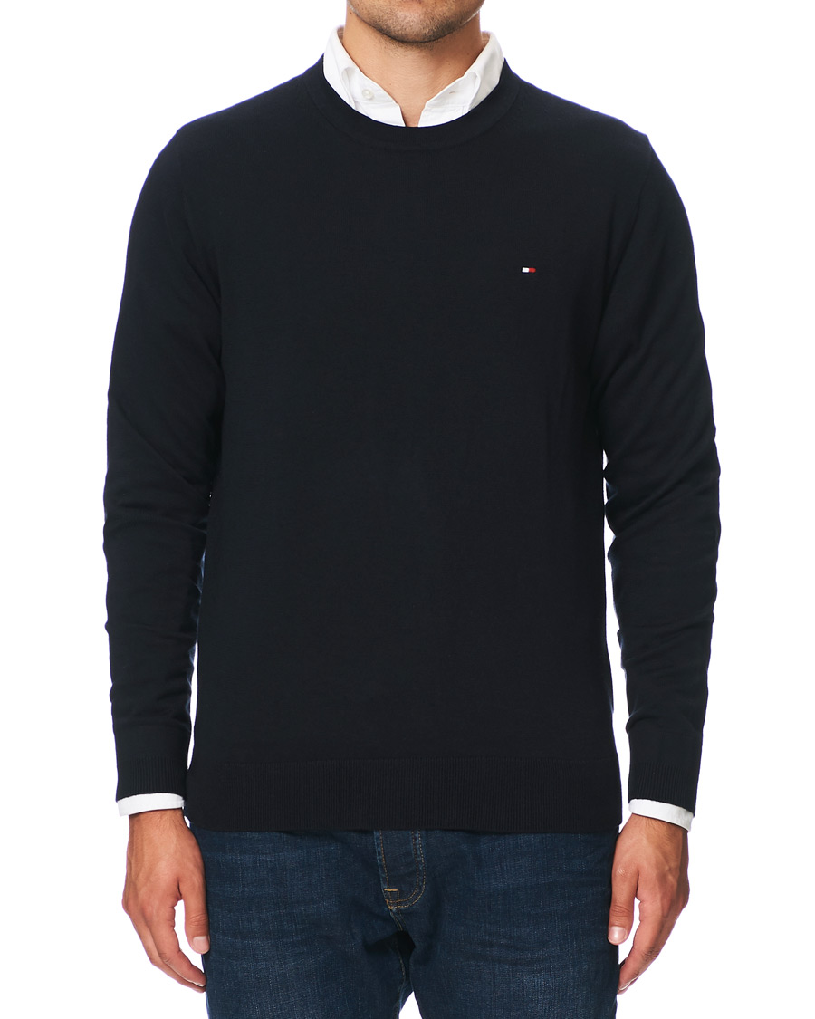 Herr | Tröjor | Tommy Hilfiger | Cotton/Silk Crew Neck Pullover Sky Captain