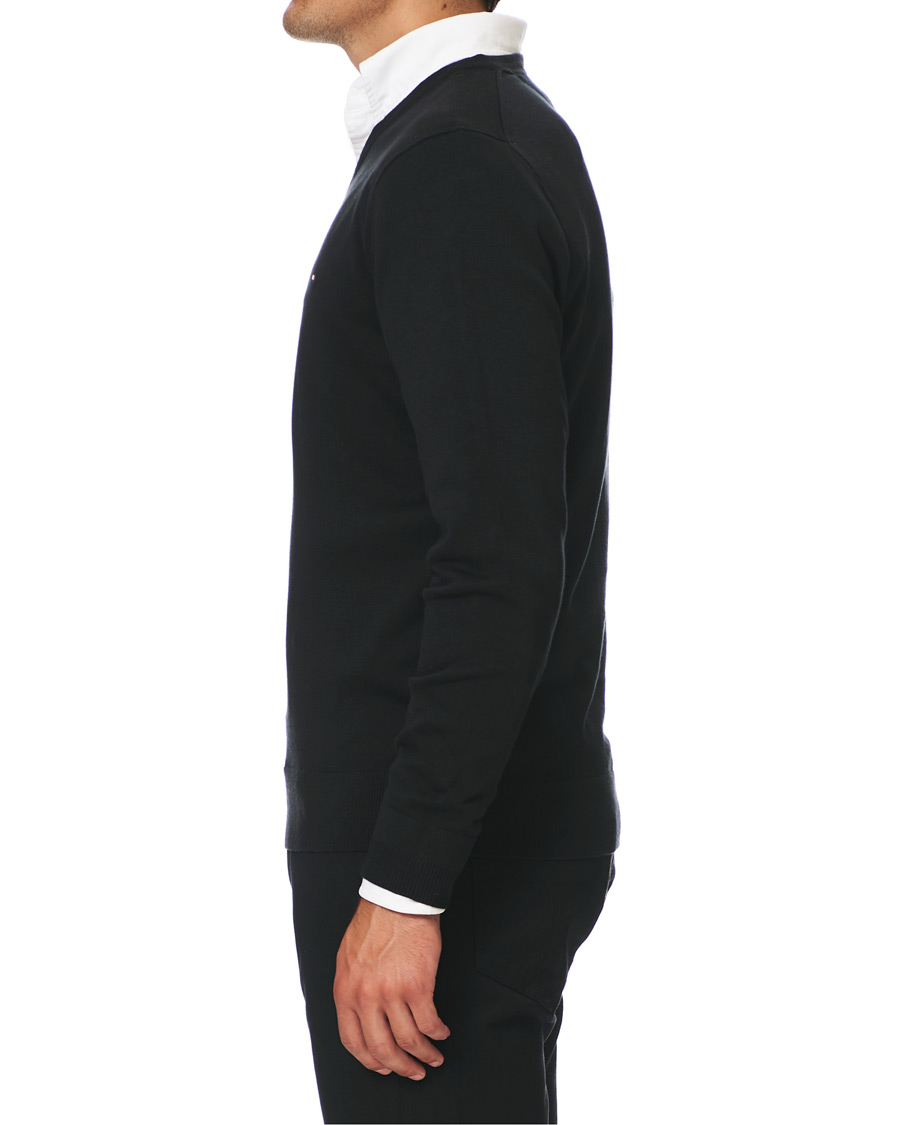 Herr | Tröjor | Tommy Hilfiger | Cotton/Silk V-Neck Pullover Flag Black